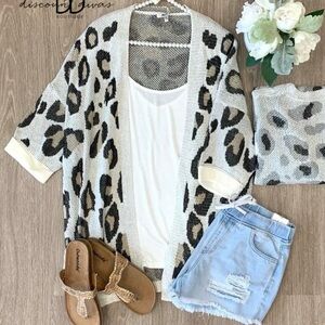 JODIFL Leopard Print Cardigan - Cream and Black